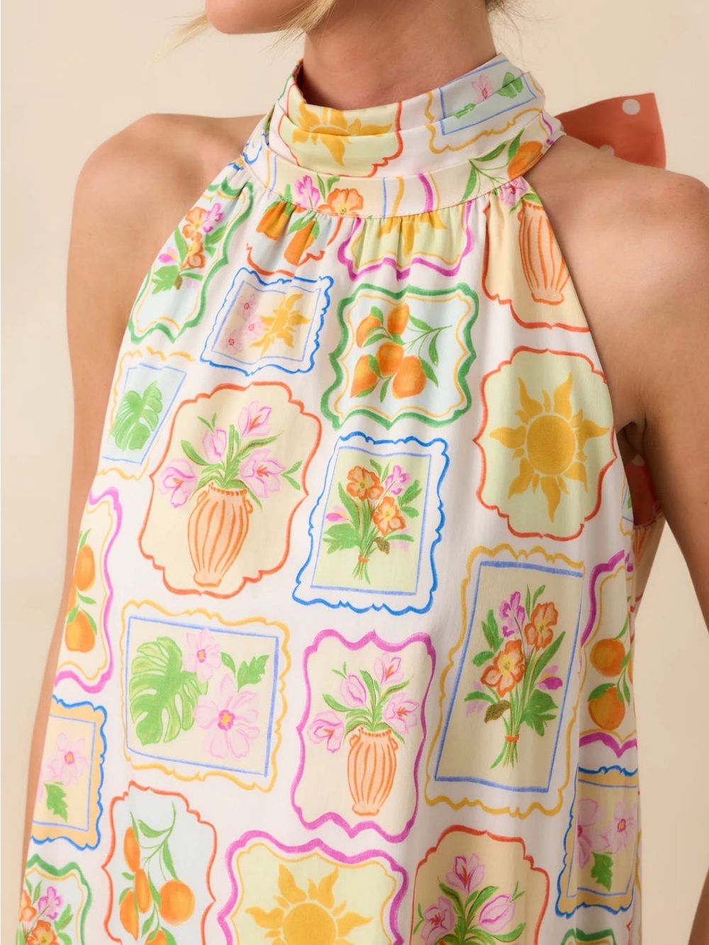 NWT | Prosperina Reversible Sleeveless Halter Maxi Dress Floral Polka Dot Size M - Picture 5 of 11